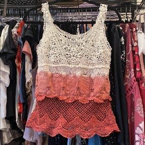 XS American Eagle Crochet Ombré Top